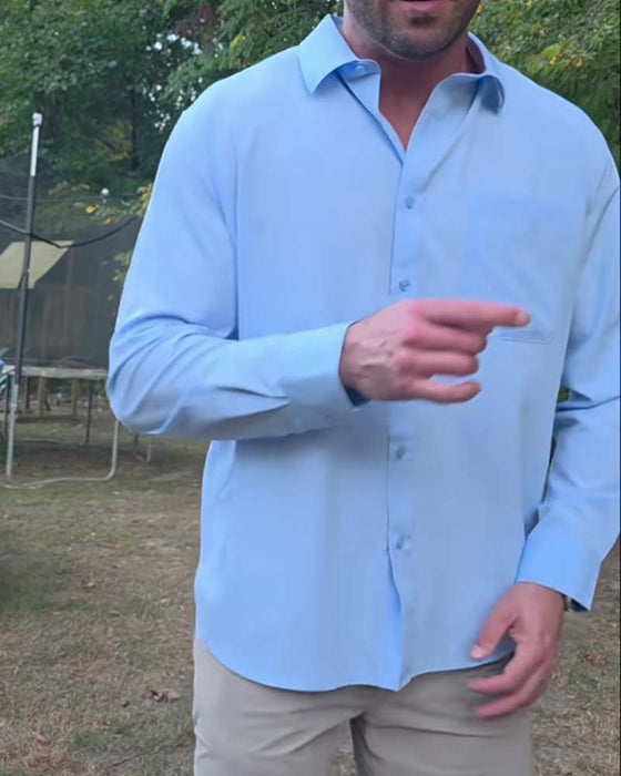 Skjorte Solid Casual Vanntett Stretch