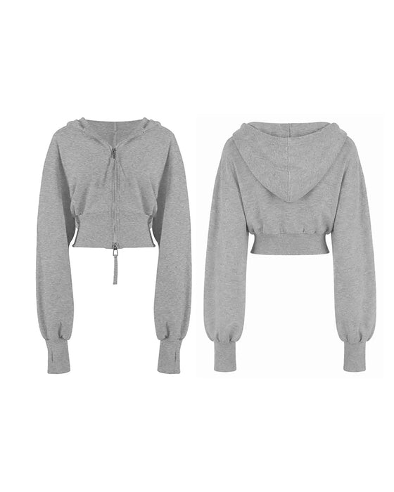 Kåpe Dobbel Glidelås Kort Hetta Sweatshirt
