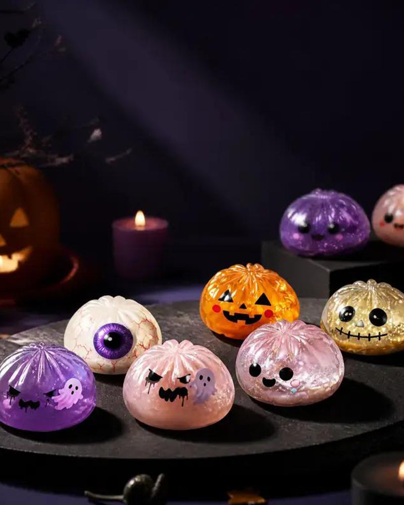 Halloween-Sett Med Søte Skumle Spøkelse-Maruko-Myke Klemmeleker, Miniatyr Bærbar Stressleke, Sensoriske Produkter For Halloween-Ting, Påfyll Til Festgodsposer & Minigaver