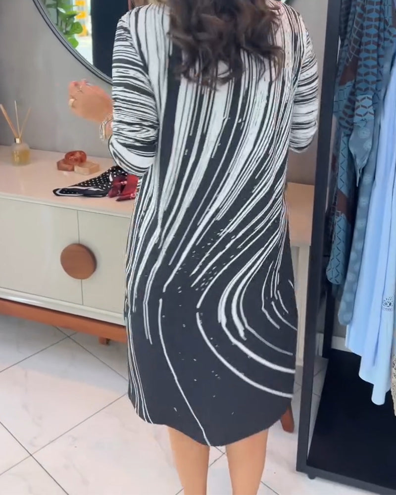 Kjole Bølgemønster V-Hals