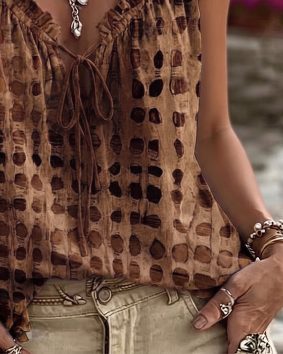 Tank Tops Polka Dot Trykk Rynking