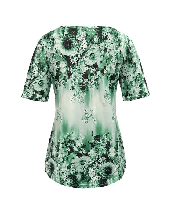 Bluse Kort Erm Trykket Hverdags