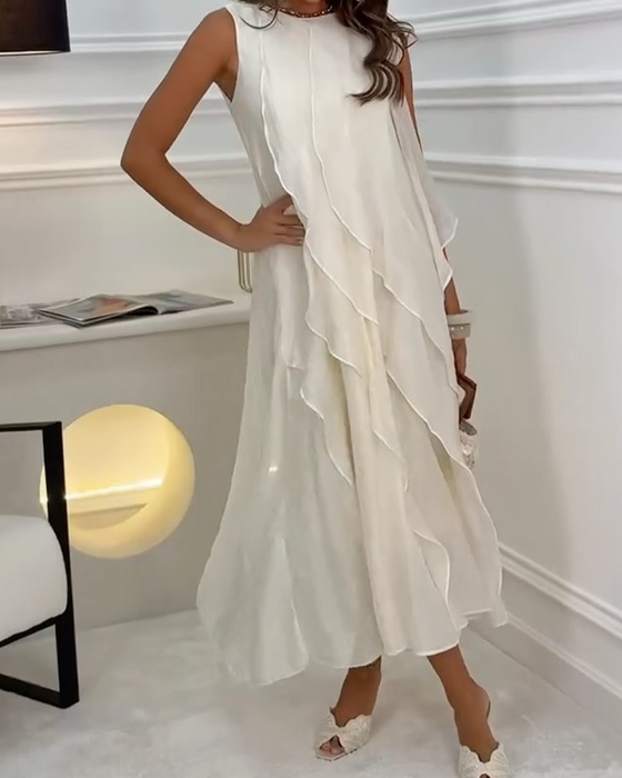 Kjole Ermeløs Ruffle Elegant