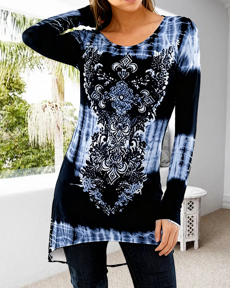 Topp Med Uregelmessig Trykk Og Midjelengde