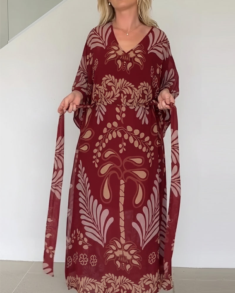 Kjole Bohemisk V-hals Løs