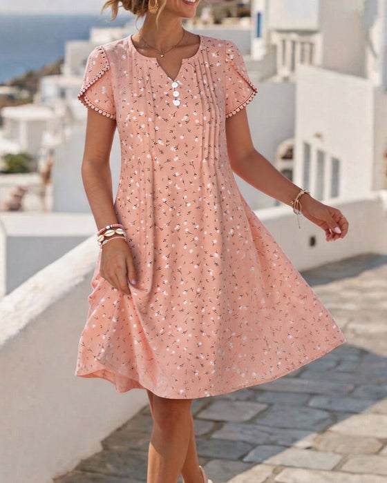 Kjole Puffererme Blomstret Mini