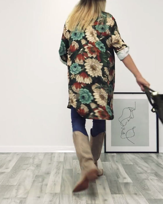 Lapel-skjorte med leopardmønster