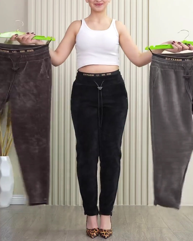 Bukse Snøring Elastisk Midje Fløyel