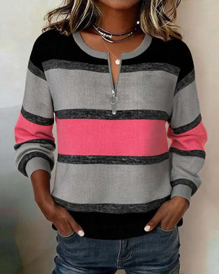 Sweatshirt Glidelås Stripet Lang Erme