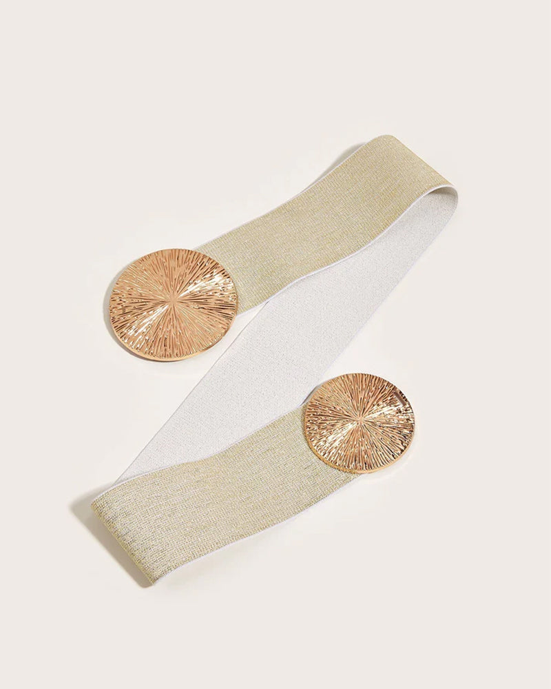 Dame Vintage Elastisk Belte Med Gyllent Spenne