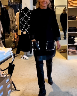 Rund hals uformell kjole med lommer