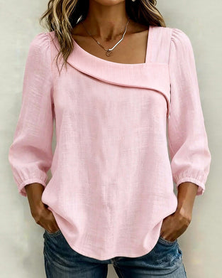 Bluse Ensfarget Trekvart Erm