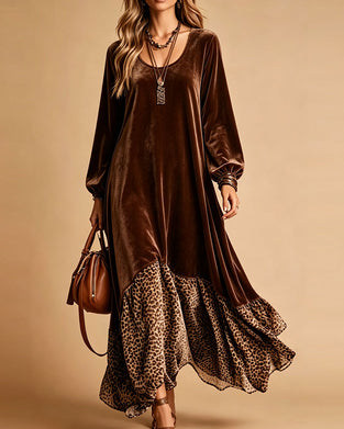 Kjole Casual Patchwork Leopard