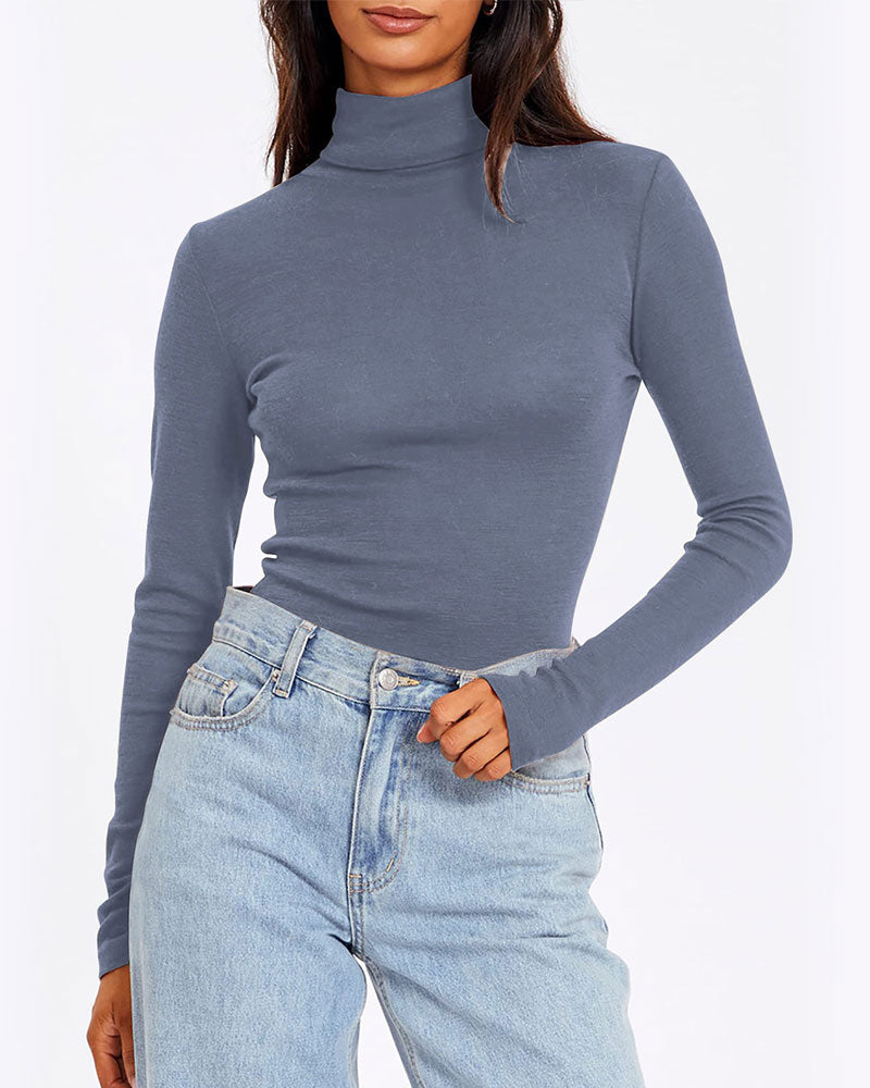 Topp Ensfarget Halv Turtleneck Base