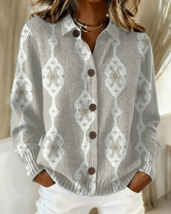 Kardigan Polo Krage Enkelt Rad