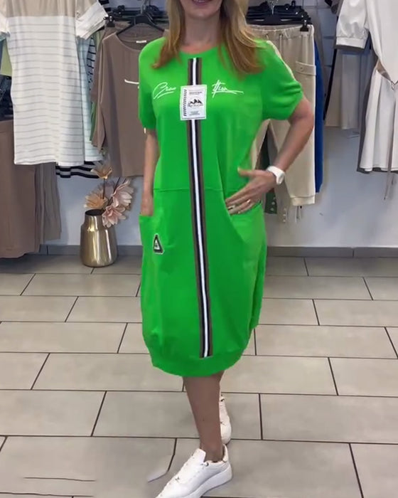 Kjole Kortermet Mønstret Rett