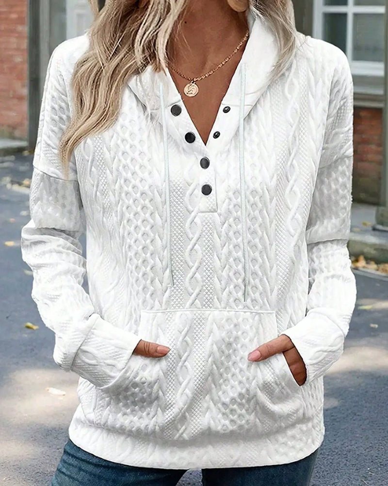 Hoodie Knapp Lomme Casual