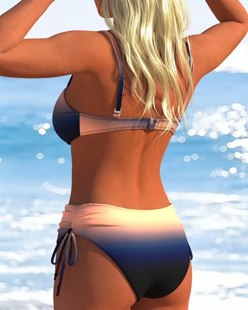 Bikini Gradient Mønster Snøre Mote