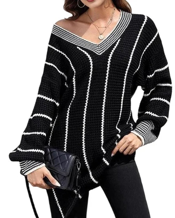 Pullover Genser Avslappnet Loose Fit Stripe