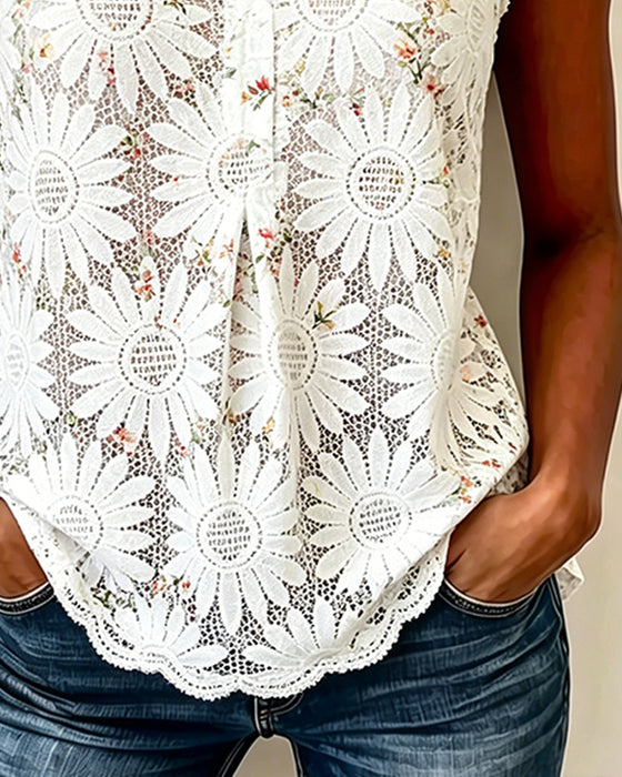 Tank Top Daisy Hollow Out Blonder Ermeløs