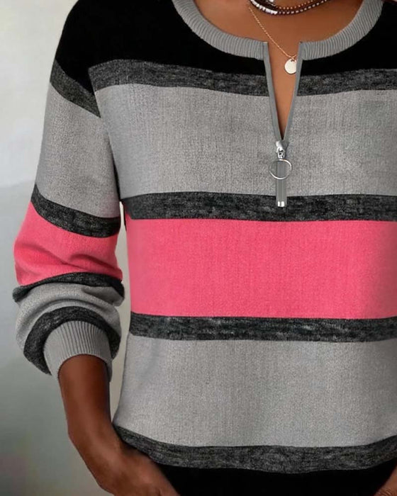 Sweatshirt Glidelås Stripet Lang Erme