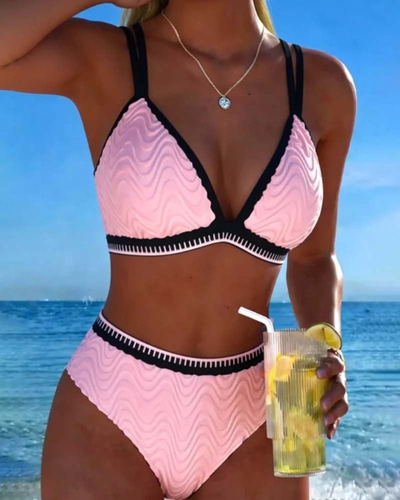 Bikini Fargeblokk Dobbelstropp Teksturert