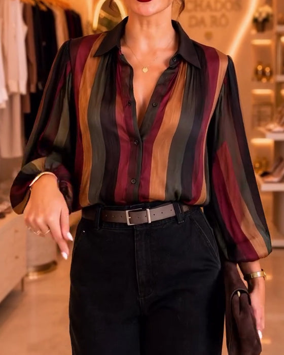 Bluse Retro Stripe Puffererme