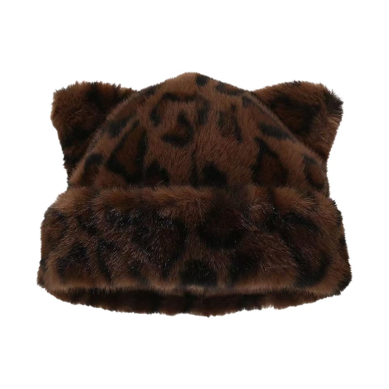 Hatt Leopardmønster Plysj Katteøre