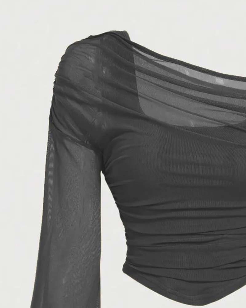 Bluse Nett Rynket Lang Erme Cami