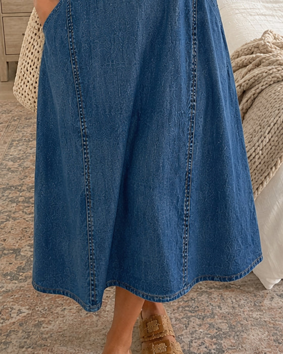 Kjoler V-Hals Denim Casual