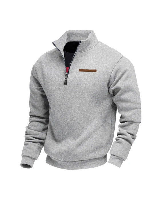 Sweatshirt Ensfarget Ståkrage Glidelås