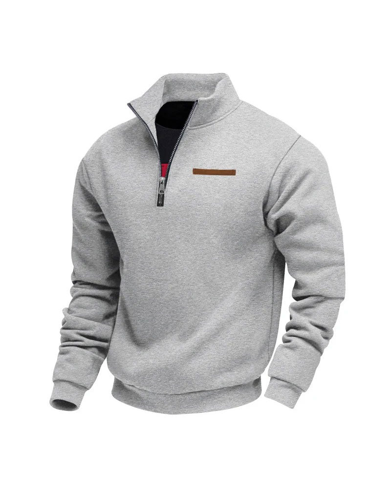 Sweatshirt Ensfarget Ståkrage Glidelås