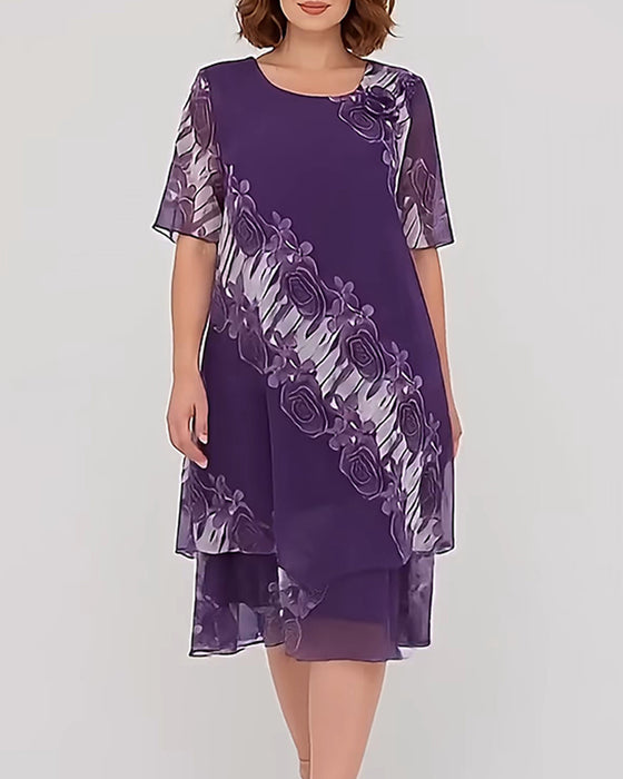 Kjole Rundhalset Blomstret Casual