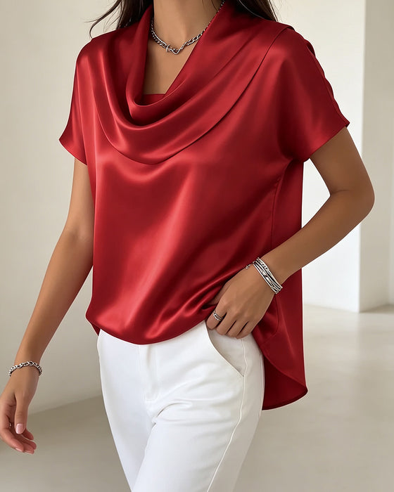 Bluse Enfarget Drapert Krage