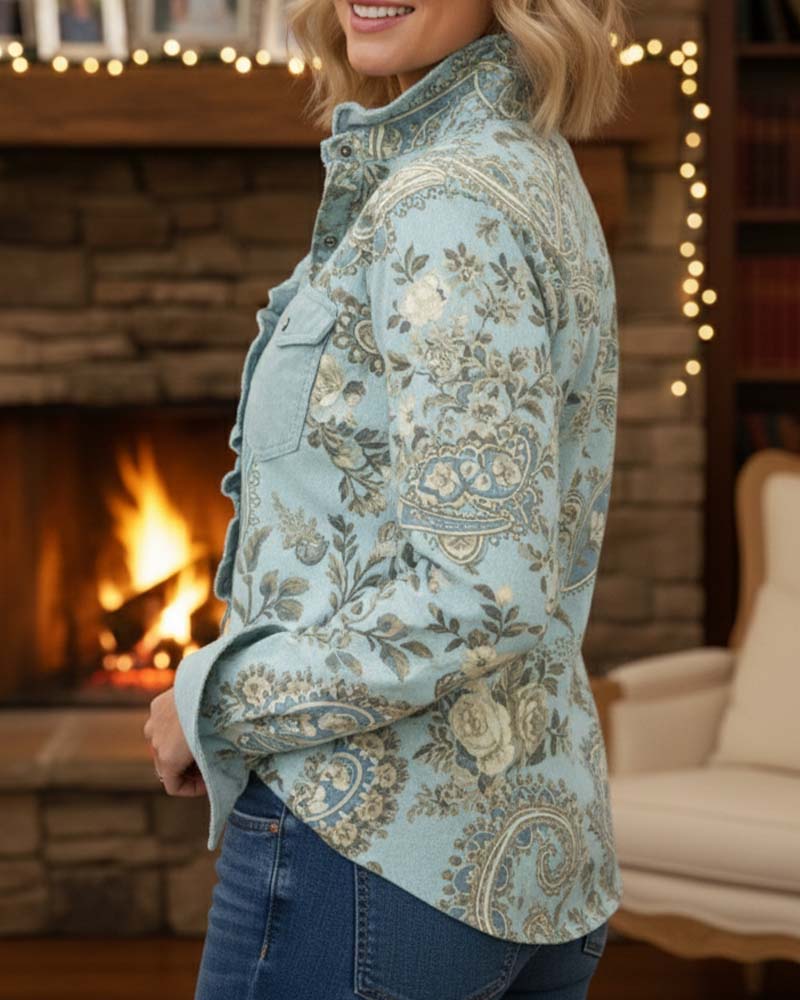 Skjorte Stilig Rysjet Retroprint