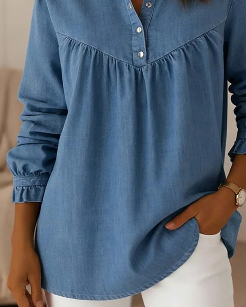 Topp Denim Rysj Knapping