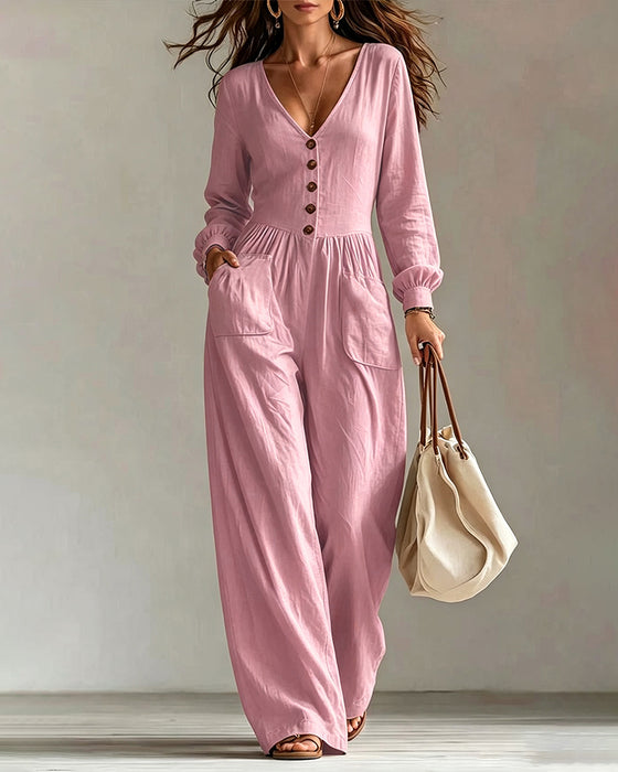 Jumpsuit Casual Lomme Lang Erm