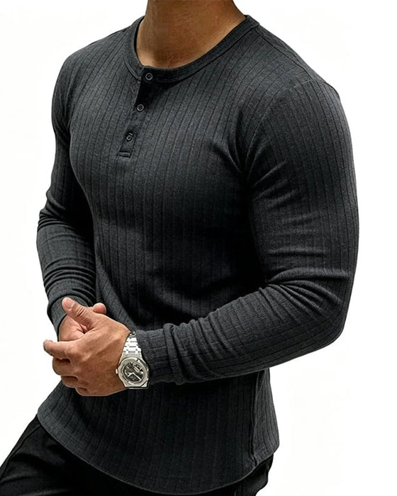 T-Shirt Vertikal Stripe Lang Erme