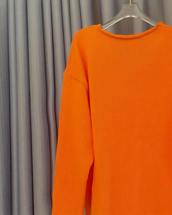 Genser V-hals Bokstavtrykk Løs Casual