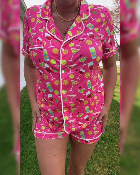 Todelte Sett Vinflaske Trykk Casual