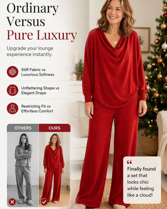 Sett Drapert Mock Hals Solid Casual
