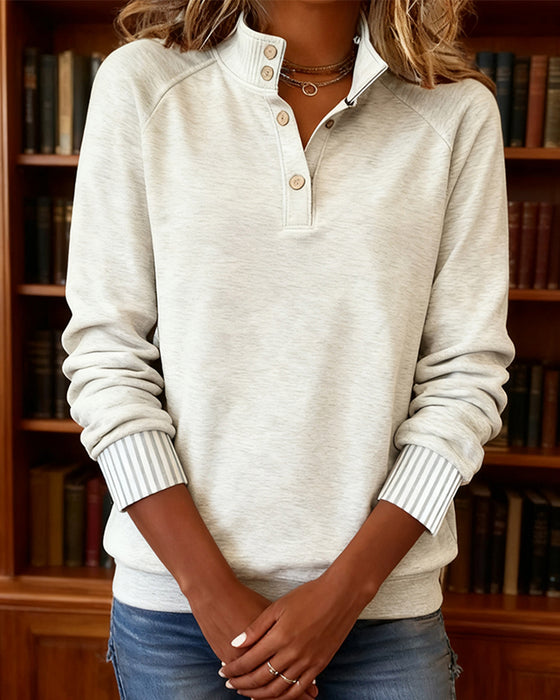 Helfarget Sweatshirt Med Vertikalt Stripete Mansjetter