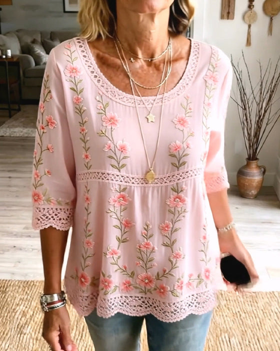 Bluse Blomstret Blonde Babydoll