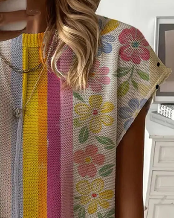 Pullover Prikket Regnbuestripet