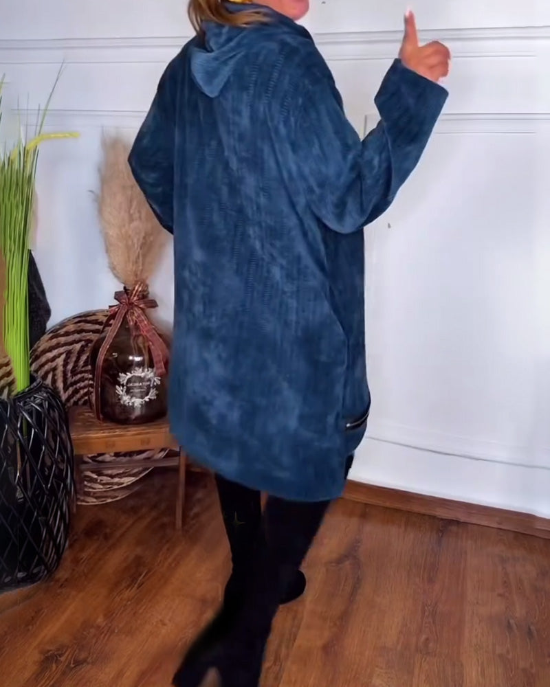 Kjole med avslappet hette, løs ensfarget