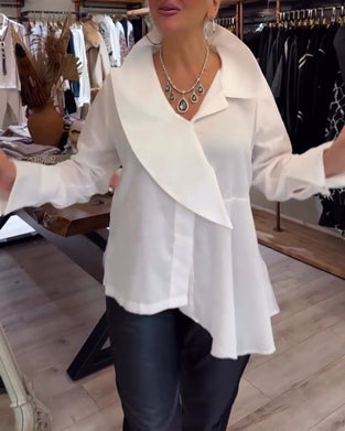 Skjorte Uregelmessig Krage Ensfarget