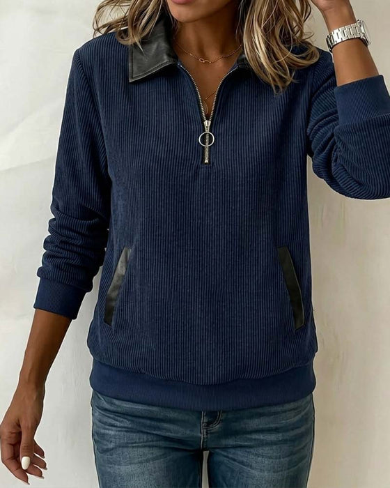 Sweatshirt Slag Glidelås Lang Erme