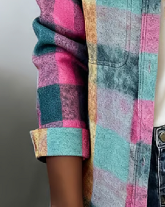 Rutete Skjorte Med Krage Og Lomme