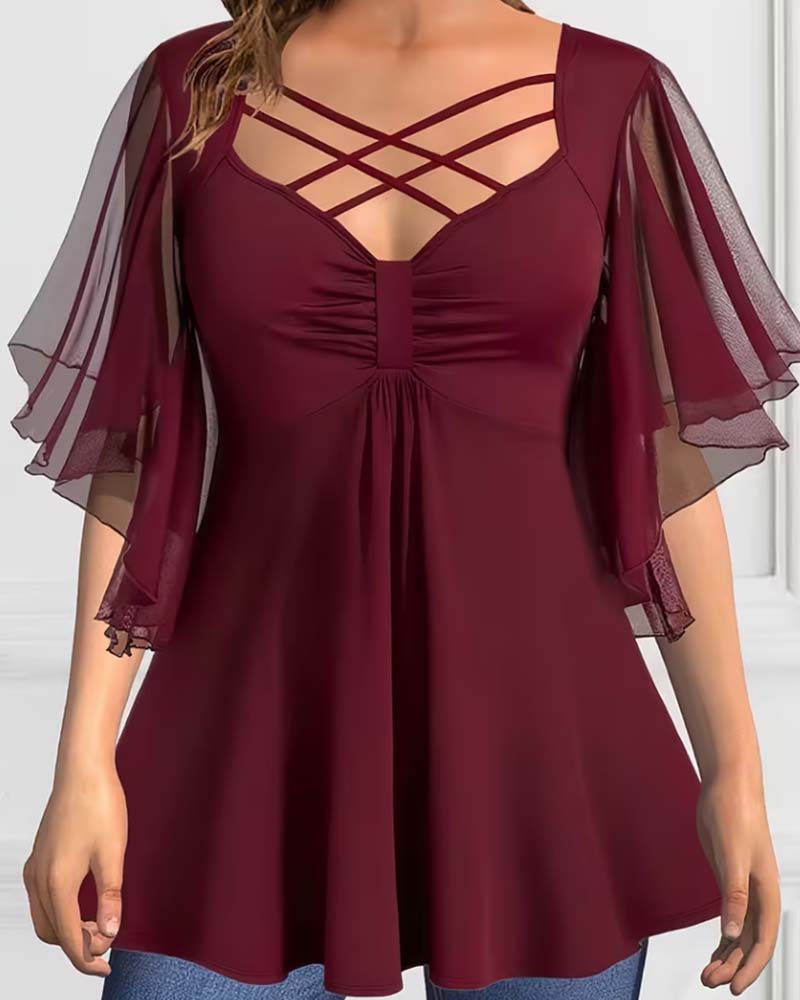 V‑Hals Enfarget Bluse