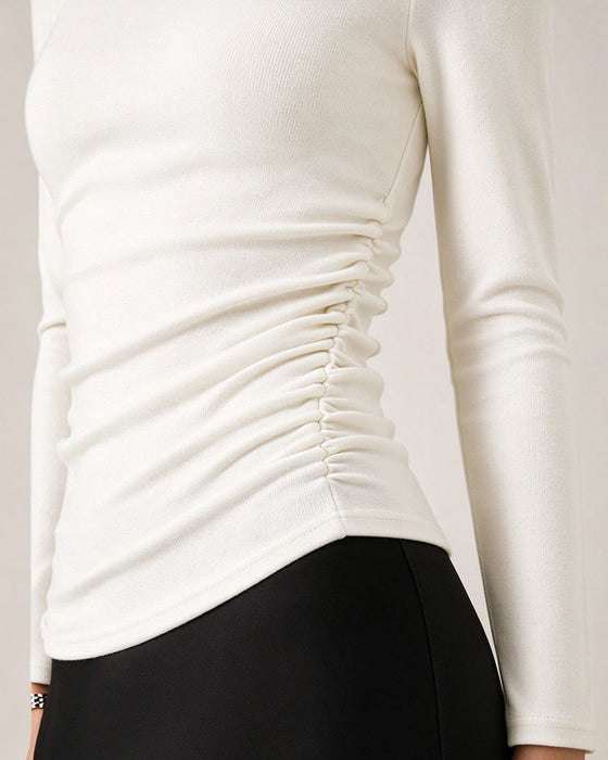 Topp Halv Turtleneck Side Rynket Base